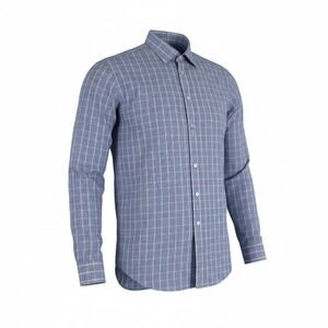 Charles Tyrwhitt Men's 17/37 Classic Fit Blue Plaid Cotton Dress Shirt